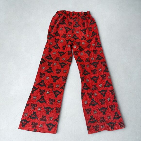 WWE Lounge Pants Boys L The Rock I Bring It Red Pajama Bottoms Elastic Waist - Picture 2 of 6